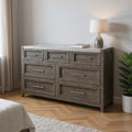 Gray Solid Wood Seven Drawer Triple Dresser - 62-inch