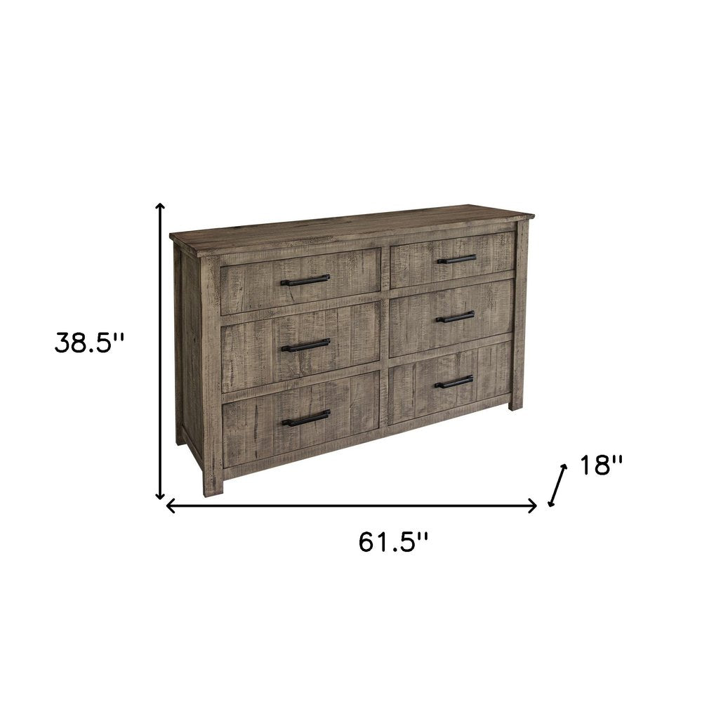 Brown Solid Wood Six Drawer Double Dresser - 62-inch