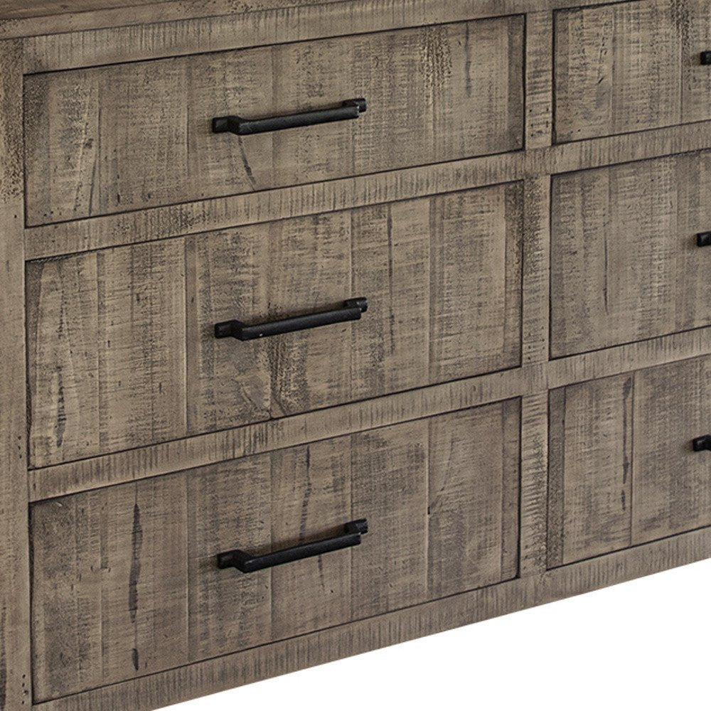 Brown Solid Wood Six Drawer Double Dresser - 62-inch