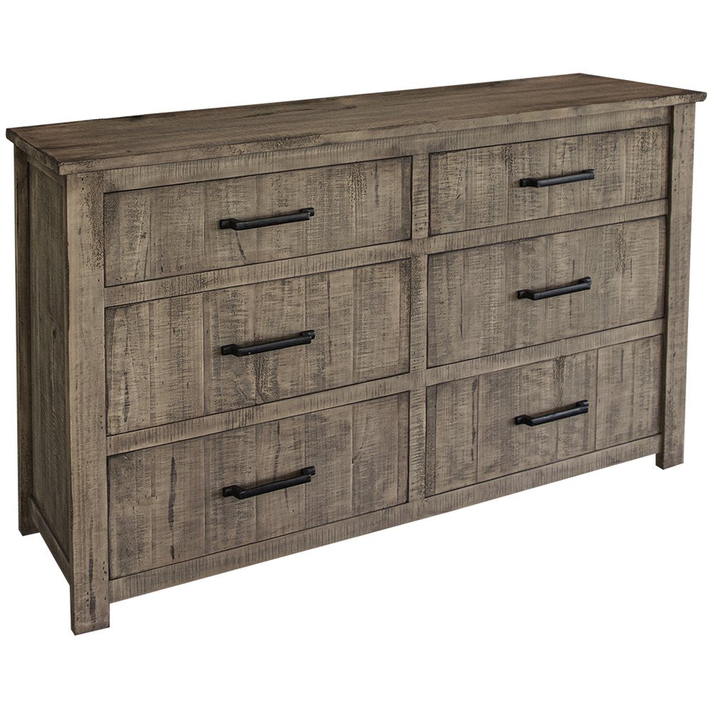 Brown Solid Wood Six Drawer Double Dresser - 62-inch