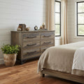Brown Solid Wood Six Drawer Double Dresser - 56-inch