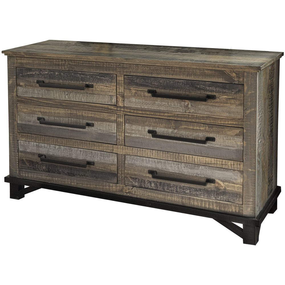Brown Solid Wood Six Drawer Double Dresser - 56-inch