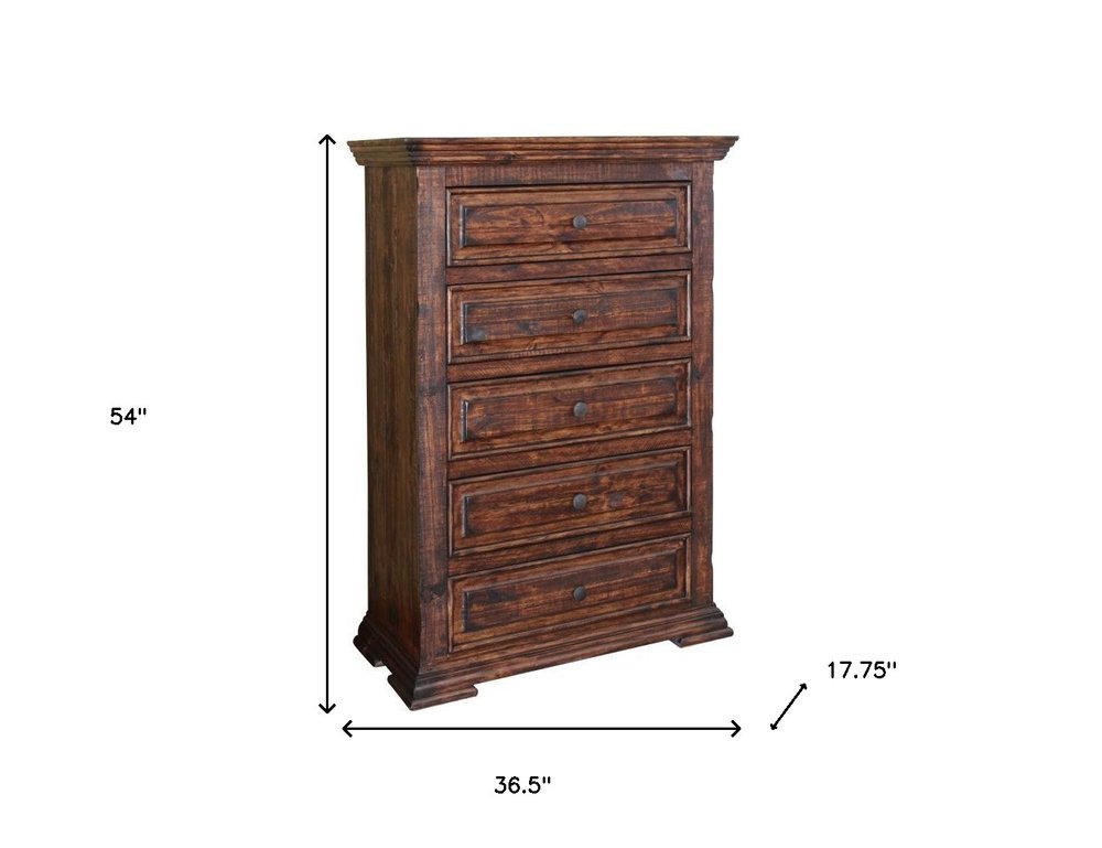Chocolate Solid Wood Six Drawer Triple Dresser - 50-inch