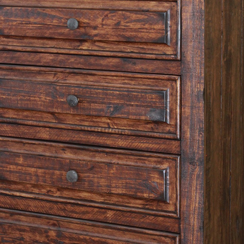 Chocolate Solid Wood Six Drawer Triple Dresser - 50-inch