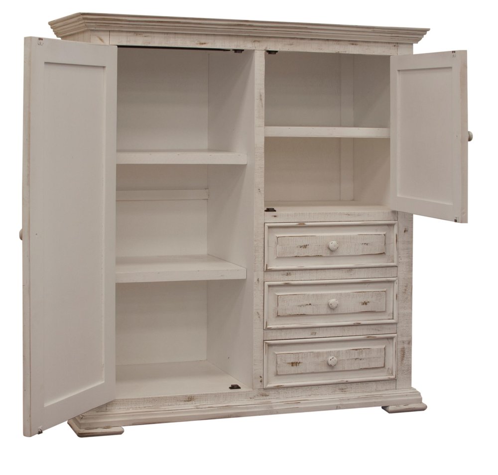 White Solid Wood Three Drawer Gentlemans Chest - 55-inch