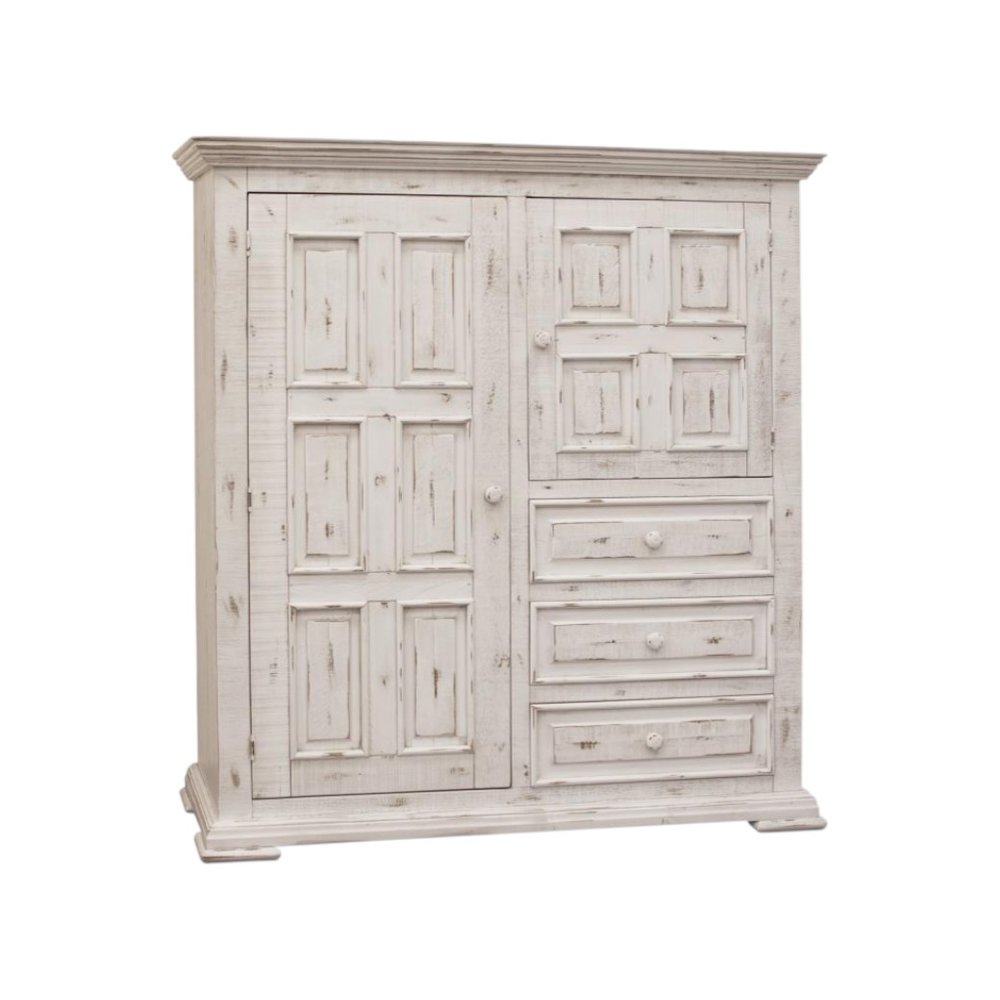 White Solid Wood Three Drawer Gentlemans Chest - 55-inch