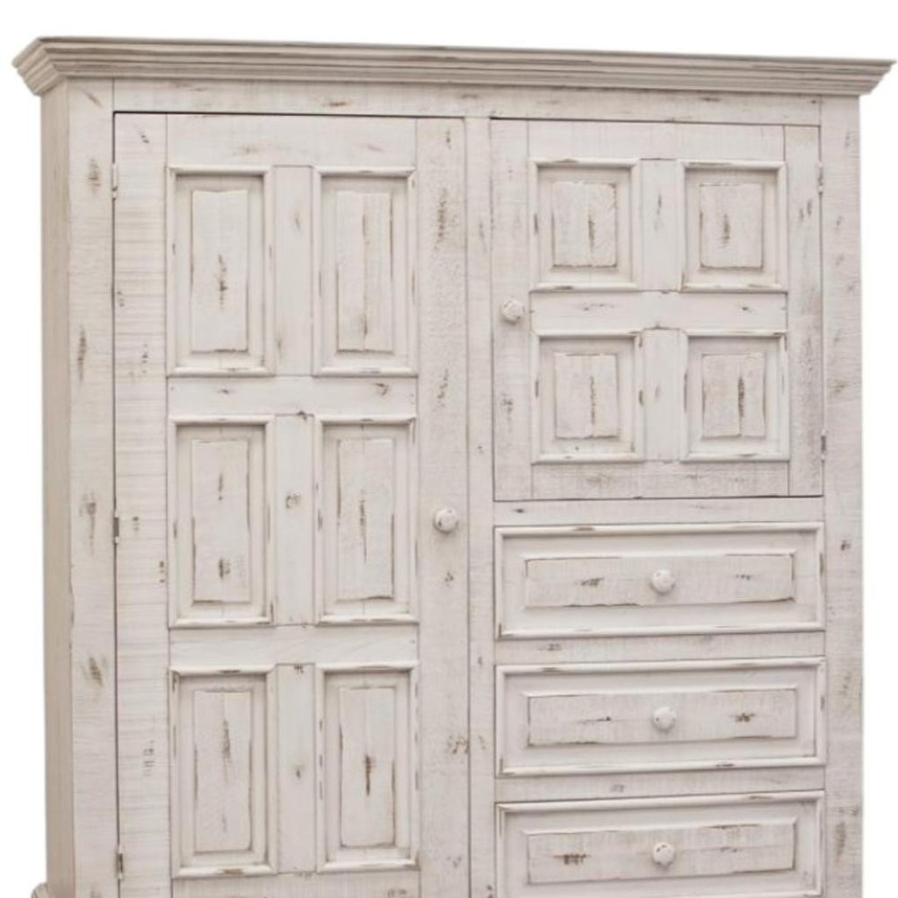 White Solid Wood Three Drawer Gentlemans Chest - 55-inch