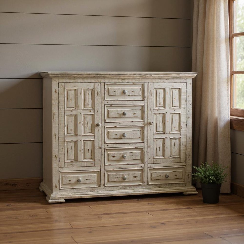 White Solid Wood Three Drawer Gentlemans Chest - 55-inch