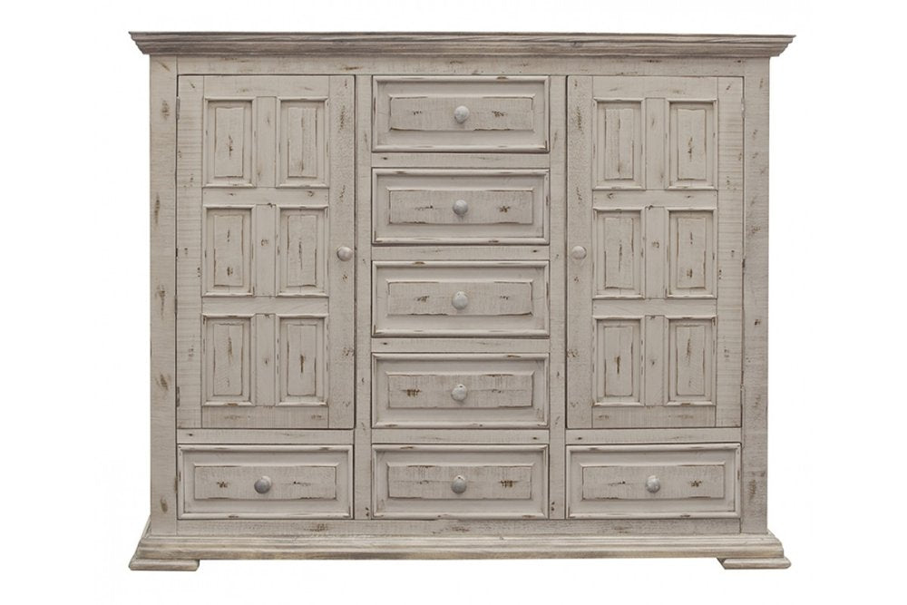 White Solid Wood Three Drawer Gentlemans Chest - 55-inch