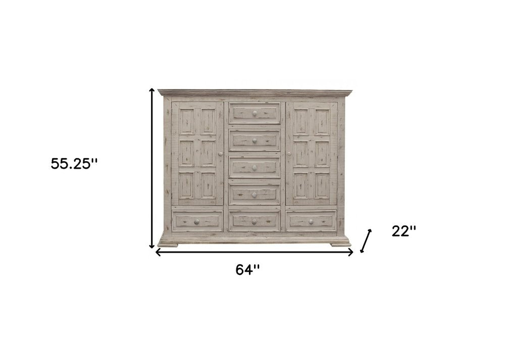 White Solid Wood Three Drawer Gentlemans Chest - 55-inch