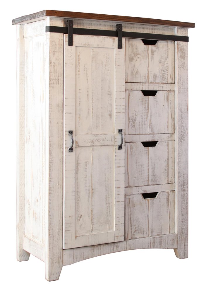 Antiqued White Solid Wood Six Drawer Triple Dresser - 62-inch