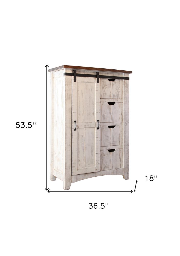 Antiqued White Solid Wood Six Drawer Triple Dresser - 62-inch
