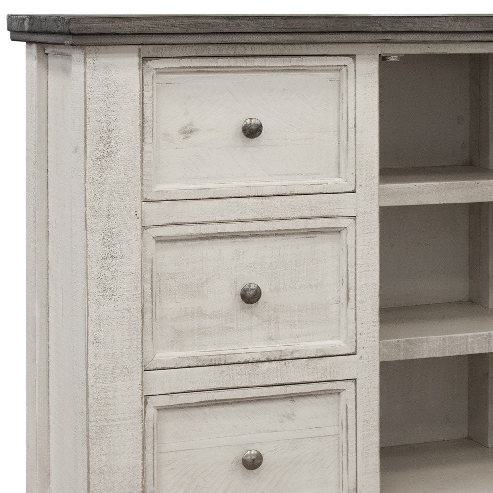 Gray and Ivory Solid Wood Six Drawer Triple Dresser - 62-inch