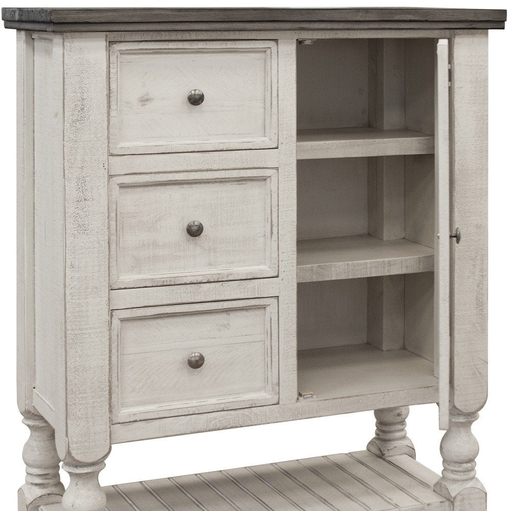 Gray and Ivory Solid Wood Six Drawer Triple Dresser - 62-inch