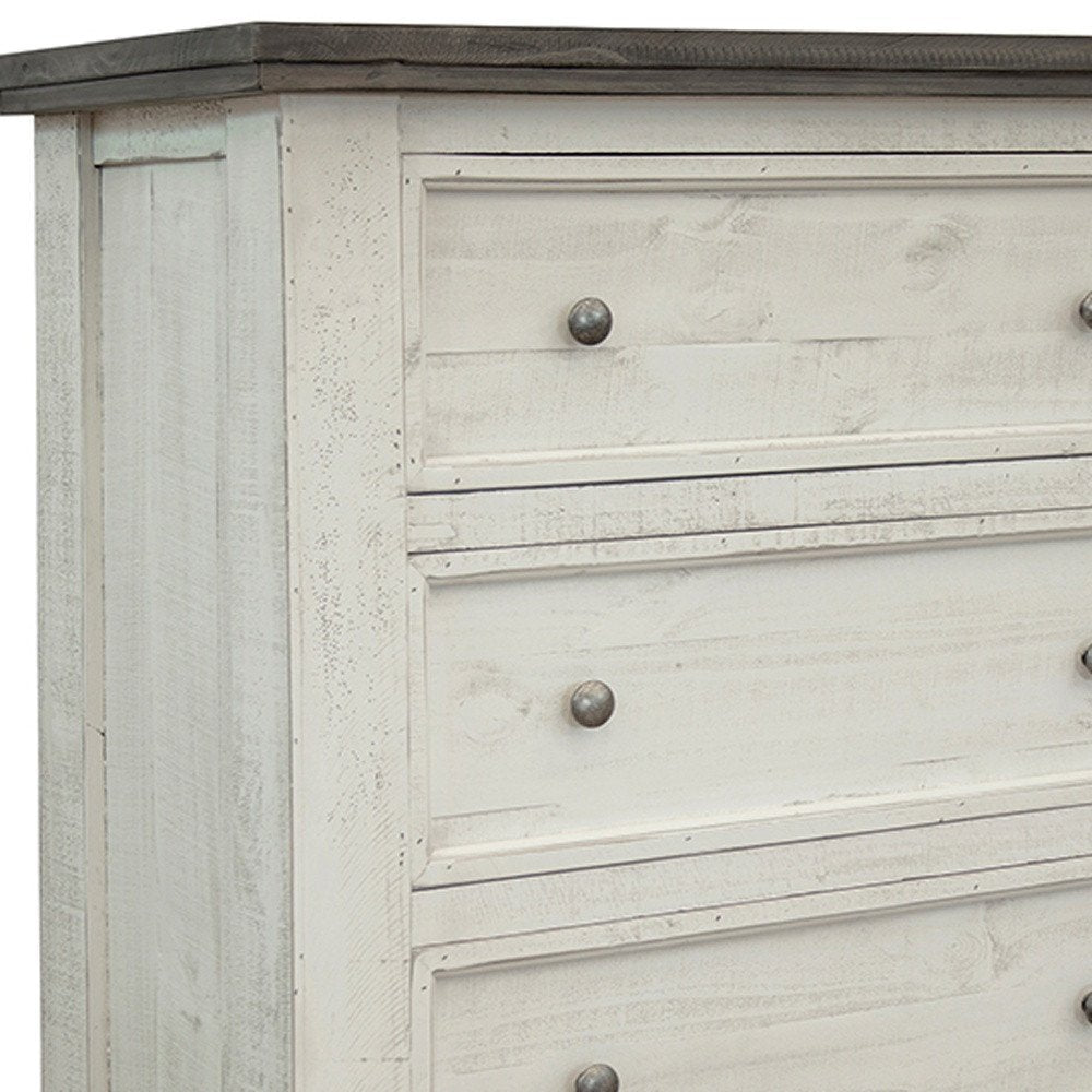 Gray and Ivory Solid Wood Four Drawer Dresser - 39-inch