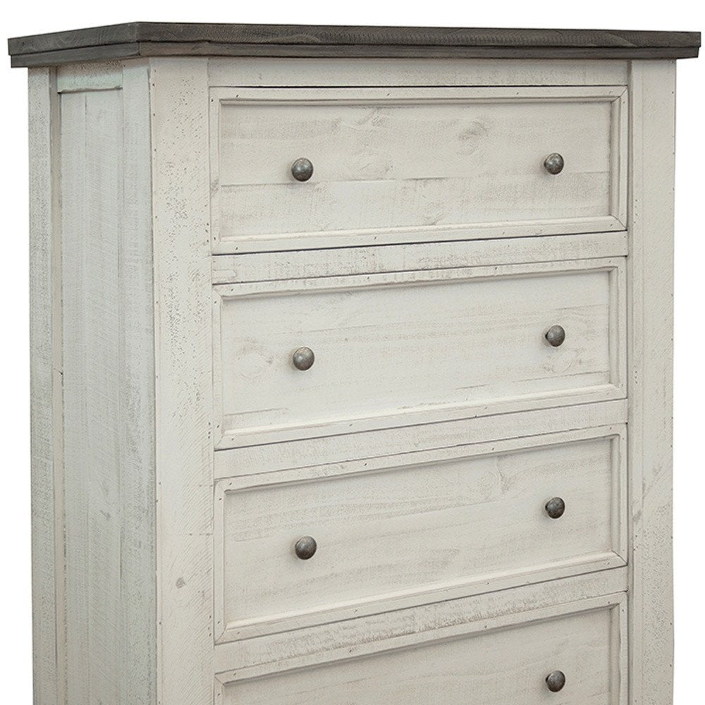 Gray and Ivory Solid Wood Four Drawer Dresser - 39-inch