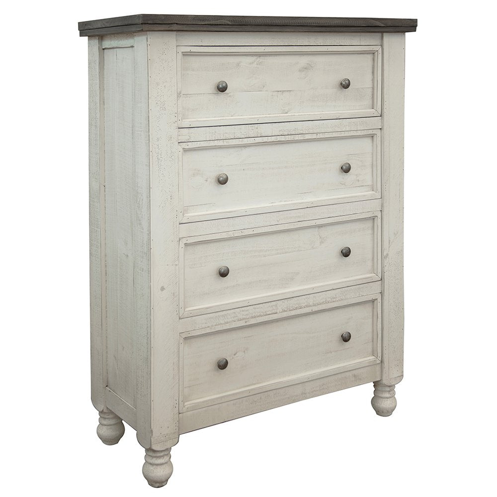 Gray and Ivory Solid Wood Four Drawer Dresser - 39-inch