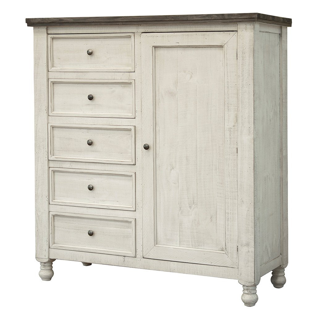 Gray and Ivory Solid Wood Four Drawer Dresser - 39-inch