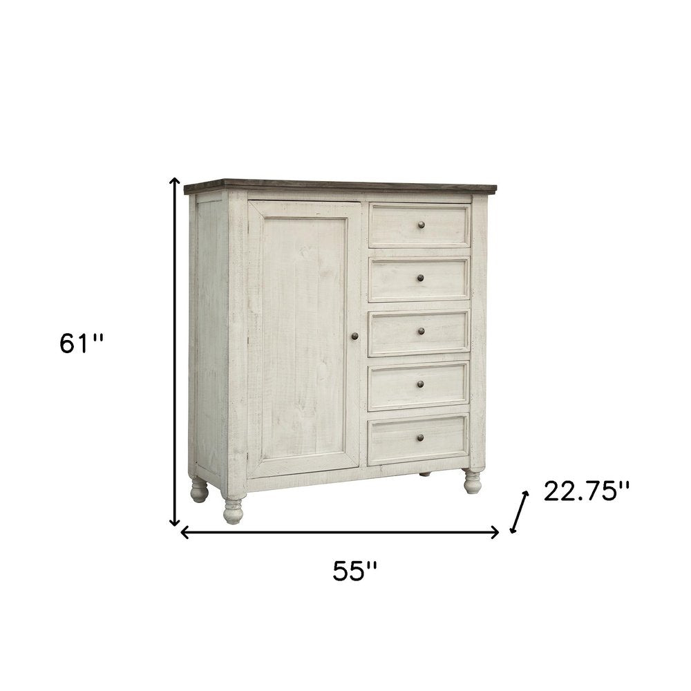 Gray and Ivory Solid Wood Four Drawer Dresser - 39-inch