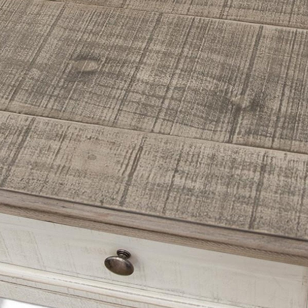 Gray and Ivory Solid Wood Four Drawer Dresser - 39-inch