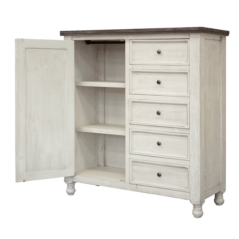 Gray and Ivory Solid Wood Four Drawer Dresser - 39-inch