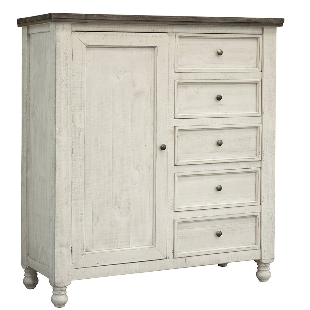 Gray and Ivory Solid Wood Four Drawer Dresser - 39-inch