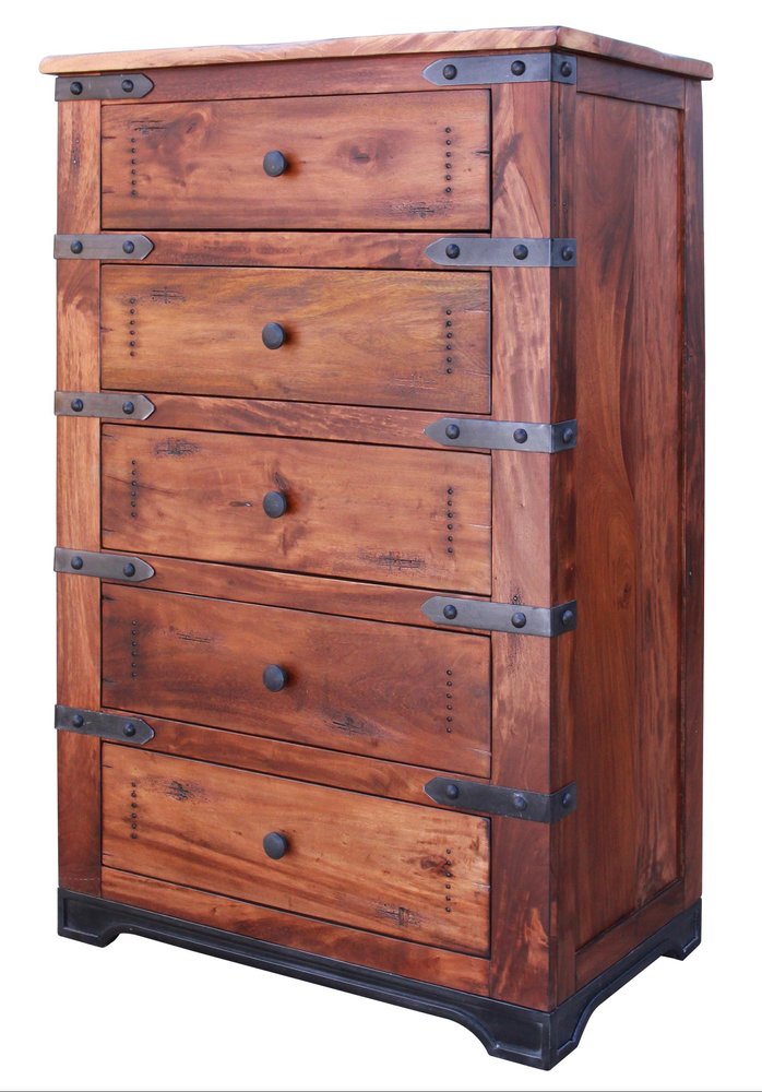 Brown and Black Solid Wood Seven Drawer Triple Dresser - 70-inch