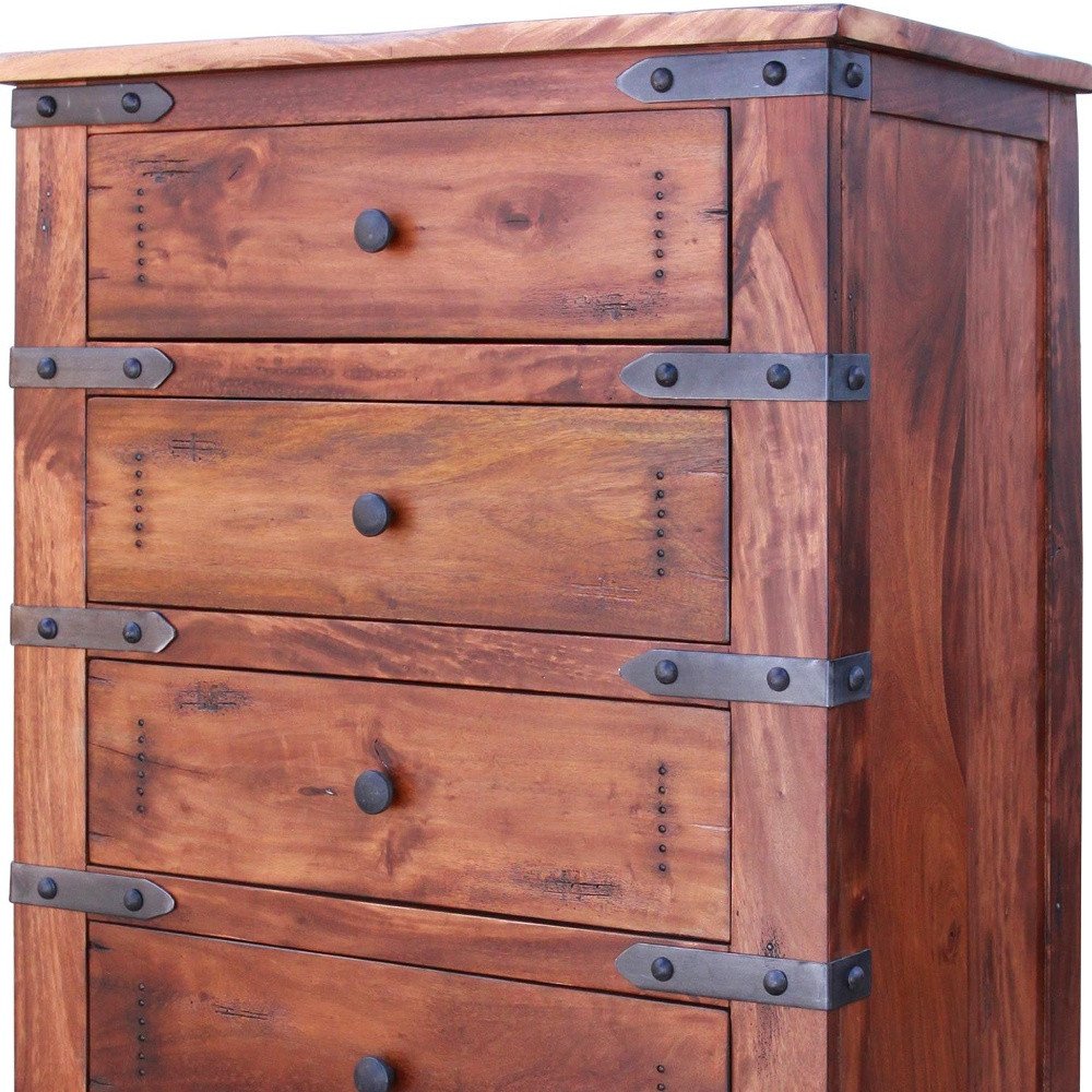 Brown and Black Solid Wood Seven Drawer Triple Dresser - 70-inch