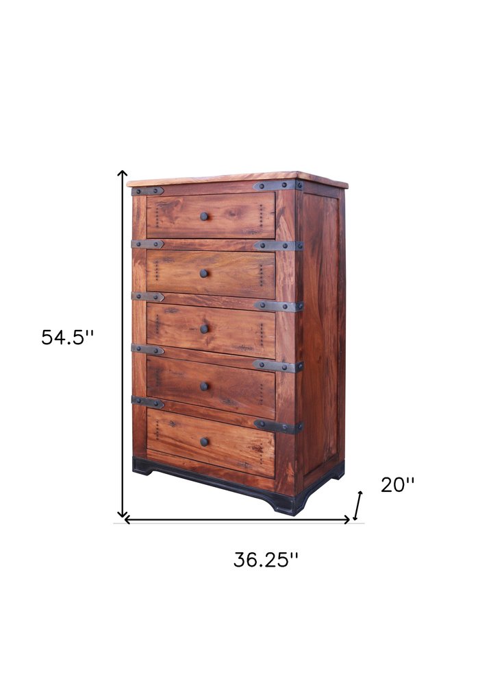 Brown and Black Solid Wood Seven Drawer Triple Dresser - 70-inch