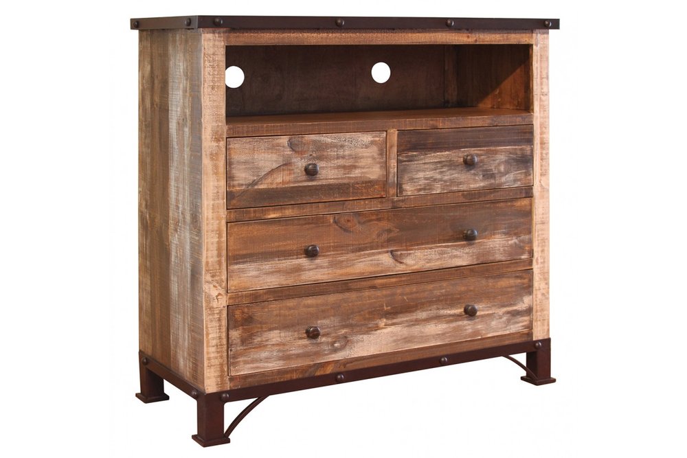 Brown Solid Wood Four Drawer Chest - 43-inch