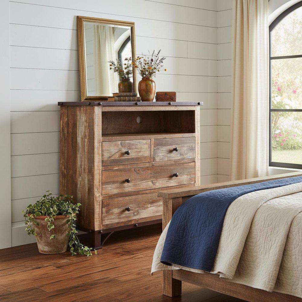 Brown Solid Wood Four Drawer Chest - 43-inch