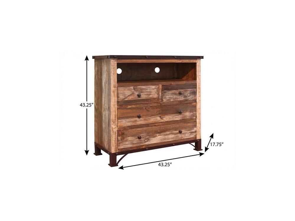 Brown Solid Wood Four Drawer Chest - 43-inch