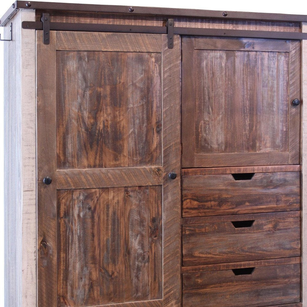 Brown Solid Wood Three Drawer Gentlemans Chest - 55-inch
