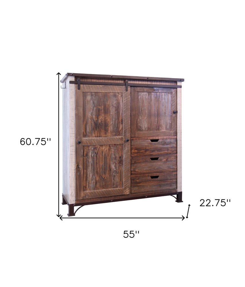 Brown Solid Wood Three Drawer Gentlemans Chest - 55-inch