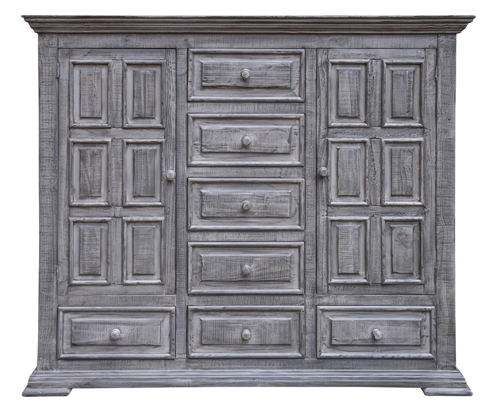 Gray Solid Wood Six Drawer Triple Dresser - 69-inch