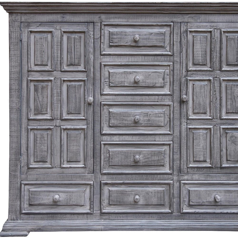 Gray Solid Wood Six Drawer Triple Dresser - 69-inch