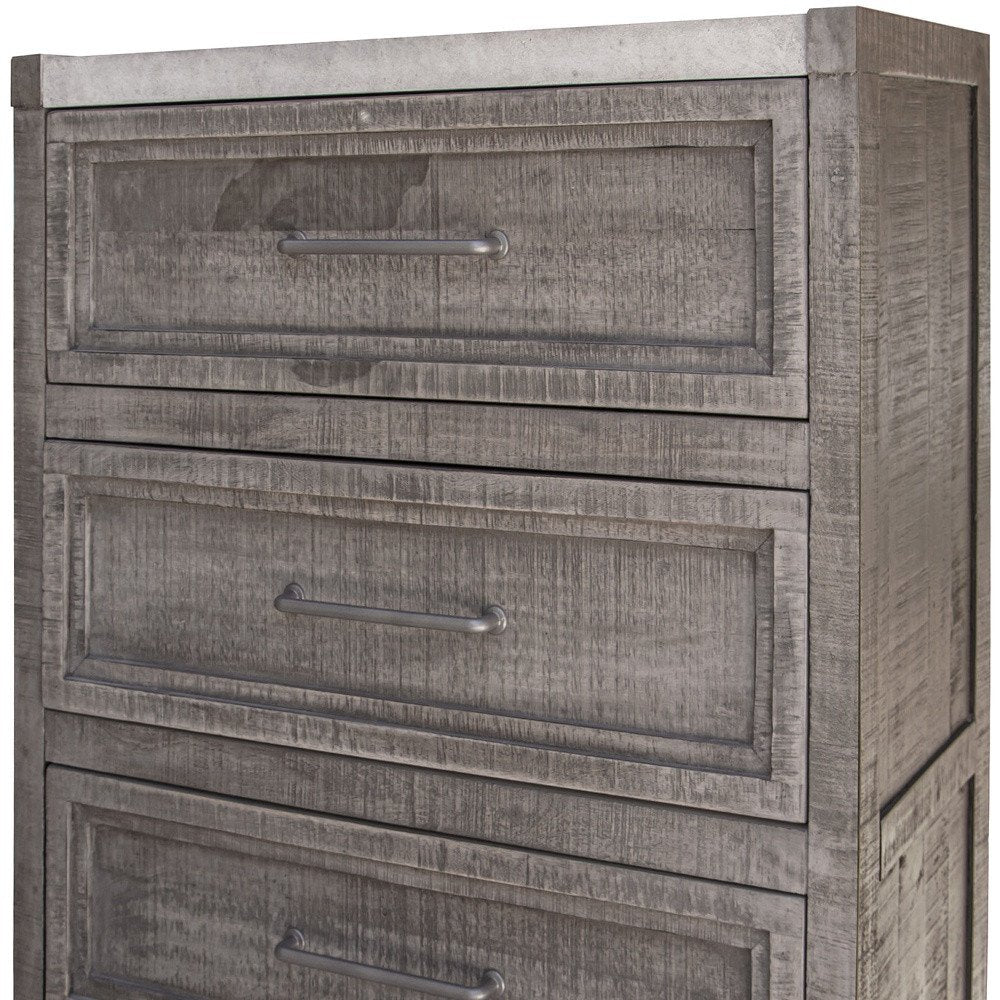 Gray Solid Wood Seven Drawer Triple Dresser - 62-inch