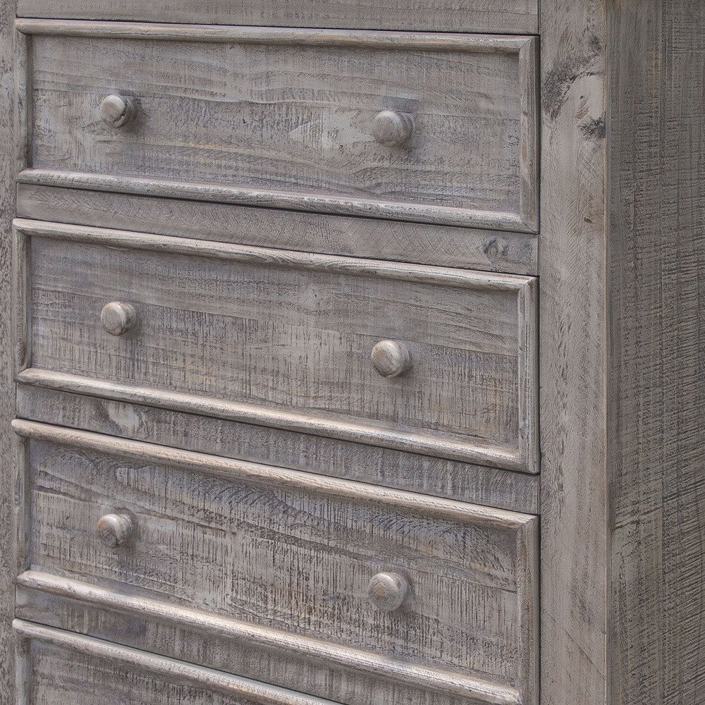 Gray Solid Wood Five Drawer Chest - 37-inch