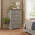 Gray Solid Wood Five Drawer Chest - 37-inch