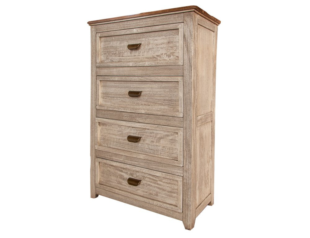 Cream Solid Wood Four Drawer Chest - 37-inch