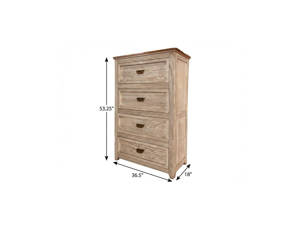 Cream Solid Wood Four Drawer Chest - 37-inch