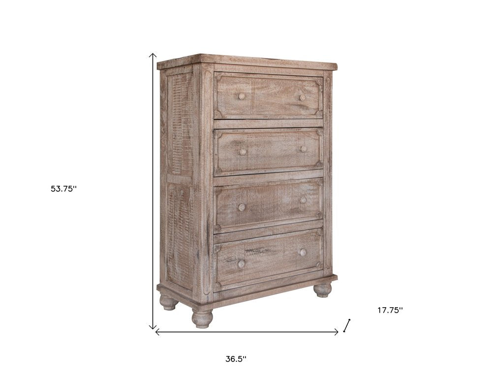Natural Solid Wood Six Drawer Double Dresser - 70-inch