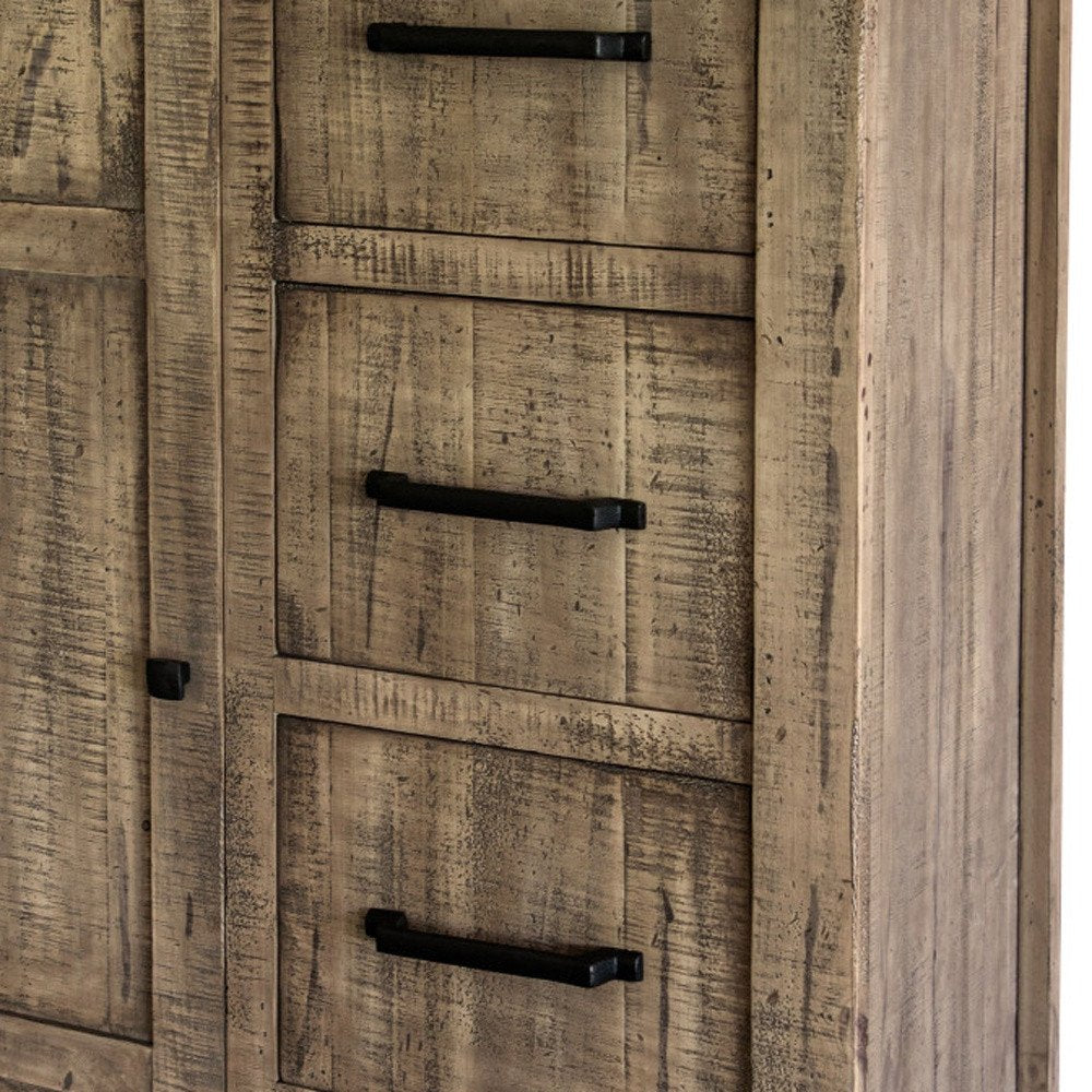 Brown Solid Wood Six Drawer Double Dresser - 62-inch