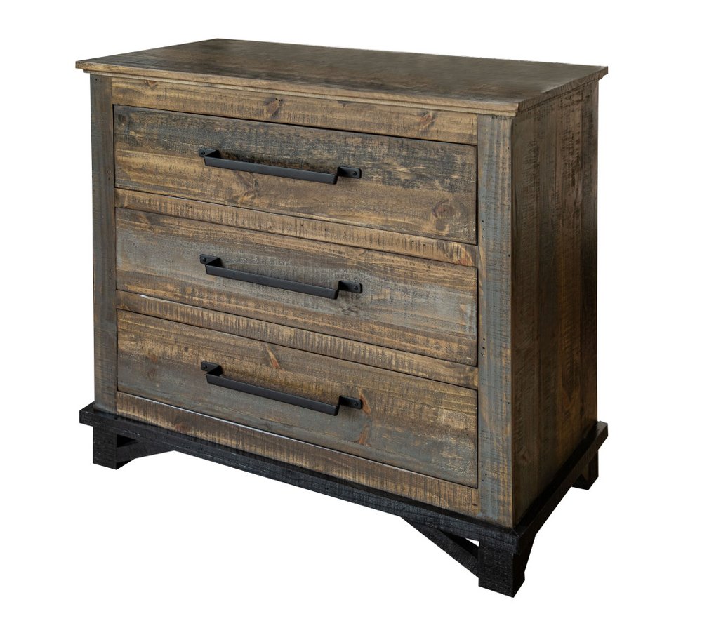 Gray Solid Wood Five Drawer Chest - 37-inch