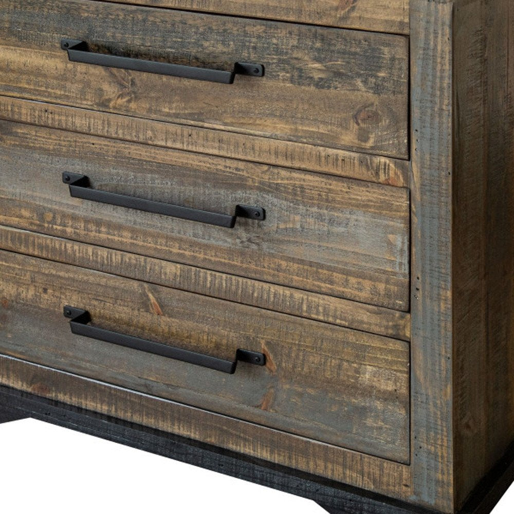 Gray Solid Wood Five Drawer Chest - 37-inch