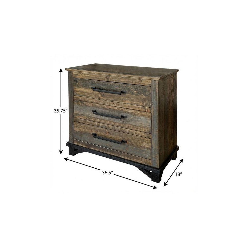 Gray Solid Wood Five Drawer Chest - 37-inch
