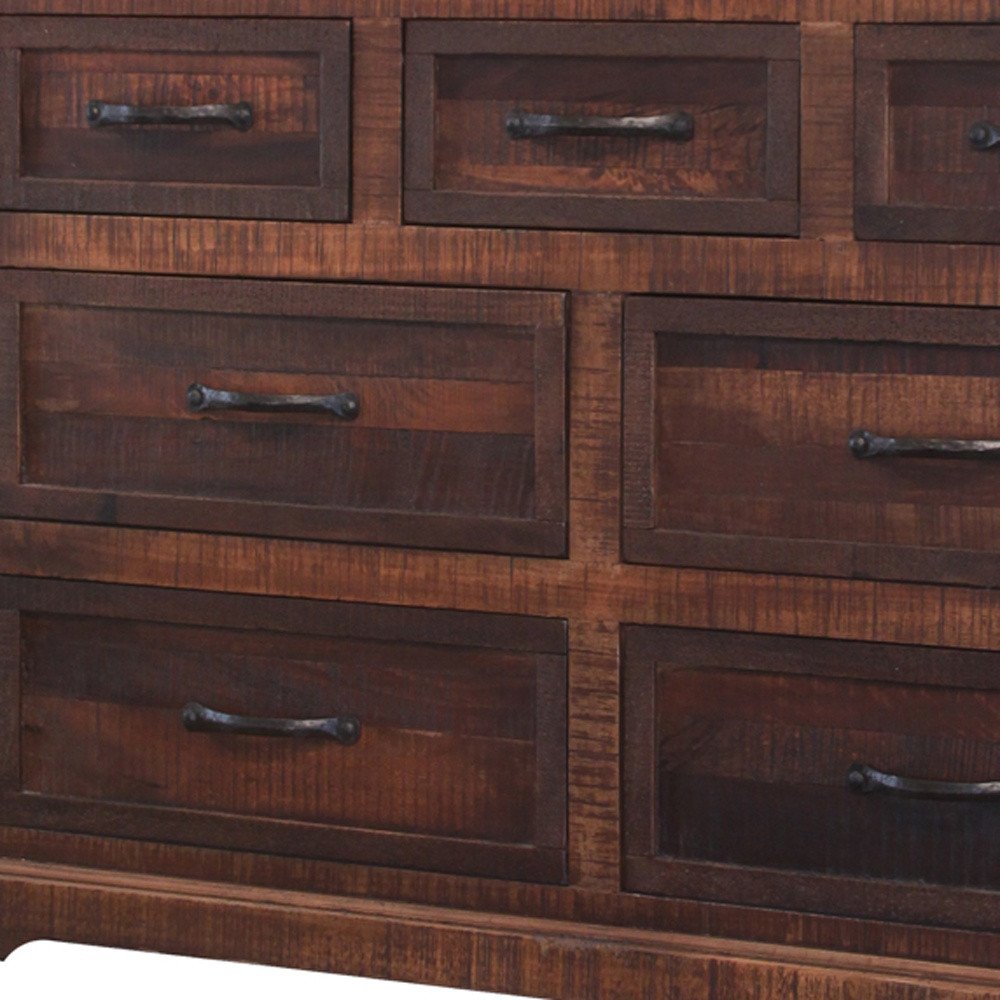 Brown Solid Wood Seven Drawer Double Dresser - 61-inch