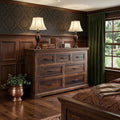 Brown Solid Wood Seven Drawer Double Dresser - 61-inch
