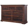 Brown Solid Wood Seven Drawer Double Dresser - 61-inch