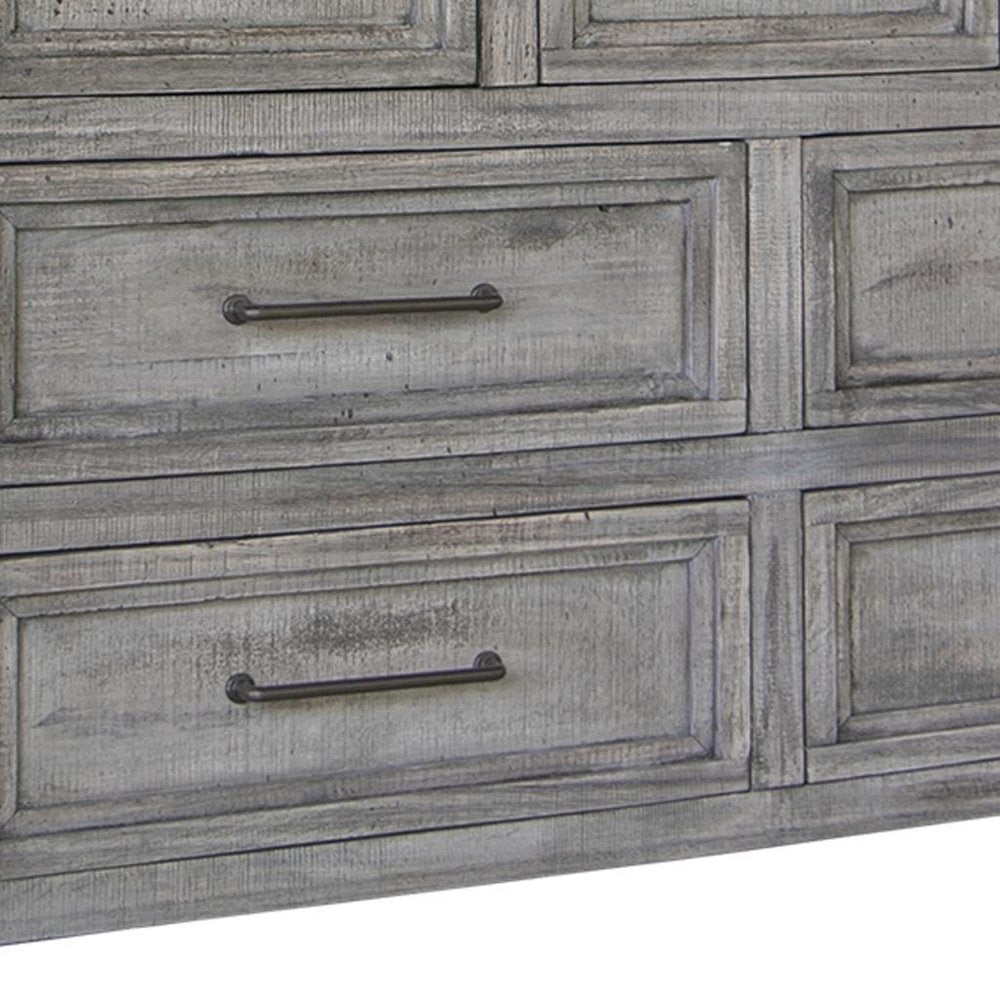 Brown Solid Wood Seven Drawer Double Dresser - 62-inch